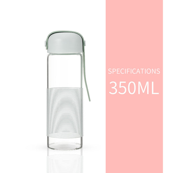 MINISO Botol Air Kaca Borosilikat Tinggi Dengan Tali 350ml