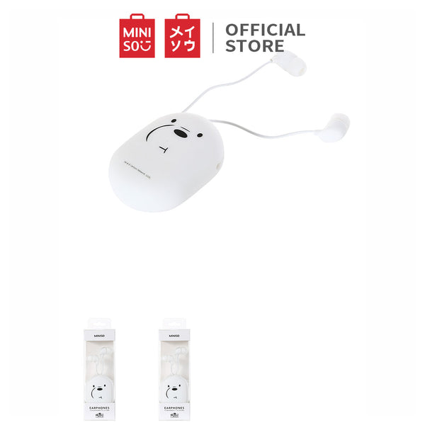 MINISO We Bare Bears Headset Earphone Kabel dengan Tempat Tas