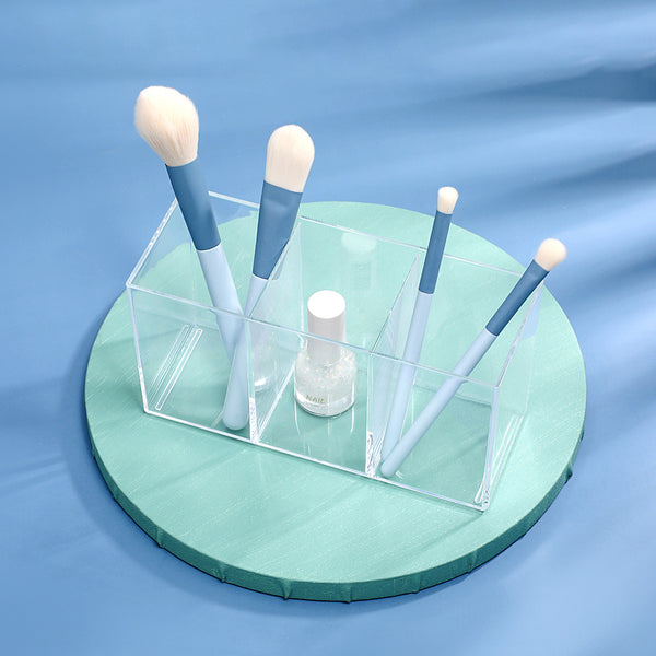 MINISO Rak Penyimpanan Kuas Makeup Tiga Kisi Transparan Multifungsi