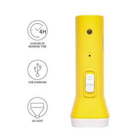 MINISO Lampu Senter Flashlight Led Pengisi Daya USB 1200mAh Disi Ulang Neon UV Identifikasi Uang Palsu Tetector Fake Money Super Terang Rumah Luar Ruangan Baca Outdoor Camping Indoor Mini Portable Jarak Jauh Tembak Harian Charger Simple emergency Baterai
