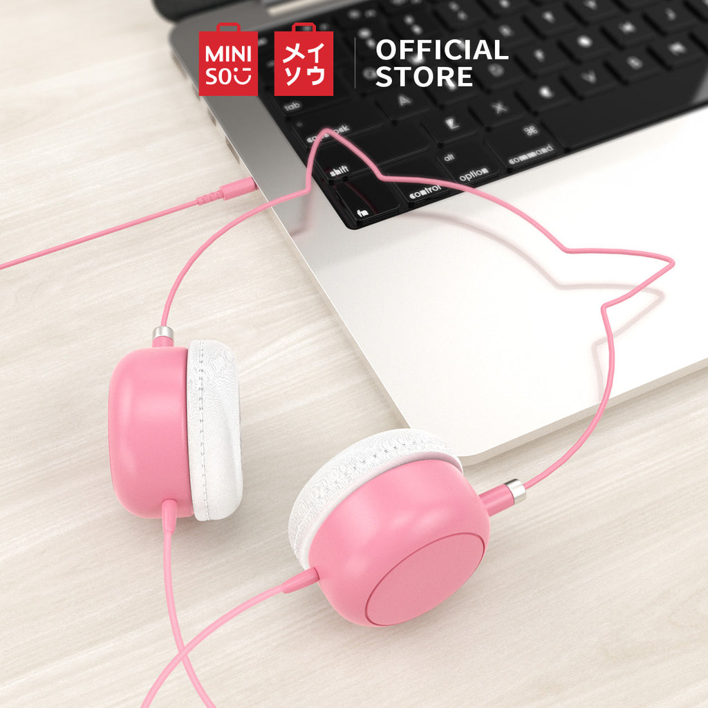 MINISO Headset Headphone Earphone On Ear Kabel Telinga Kucing Cat Ears