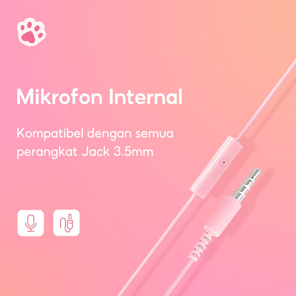 MINISO Headset Headphone Earphone On Ear Kabel Telinga Kucing Cat Ears