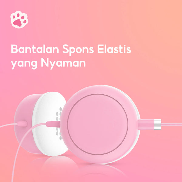 MINISO Headset Headphone Earphone On Ear Kabel Telinga Kucing Cat Ears