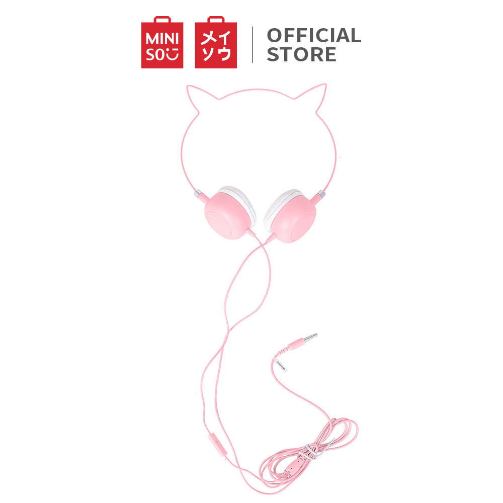MINISO Headset Headphone Earphone On Ear Kabel Telinga Kucing Cat Ears