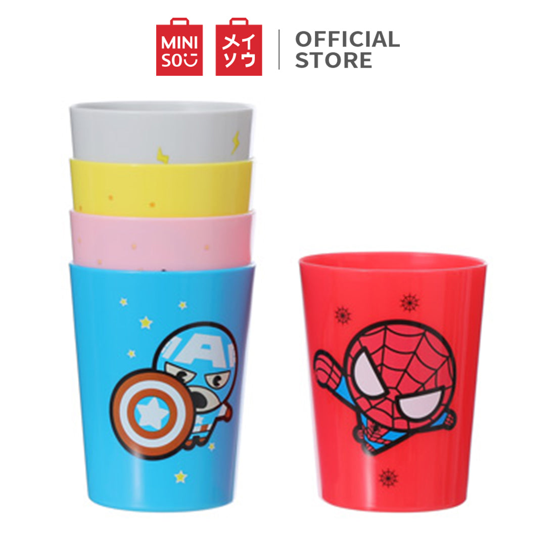 MINISO X MARVEL 5 Paket Gelas Plastik Mini Gelas Anak 200ml