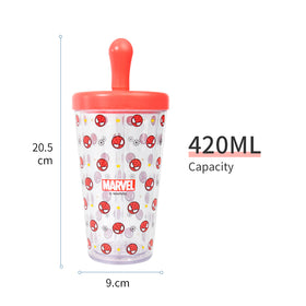 MINISO Botol Plastik Portabel Dengan Jerami Water Bottle, 420Ml