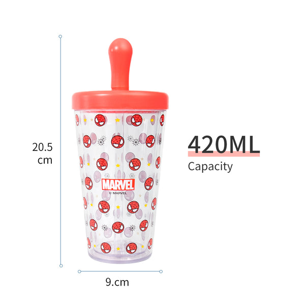 MINISO Botol Plastik Portabel Dengan Jerami Water Bottle, 420Ml