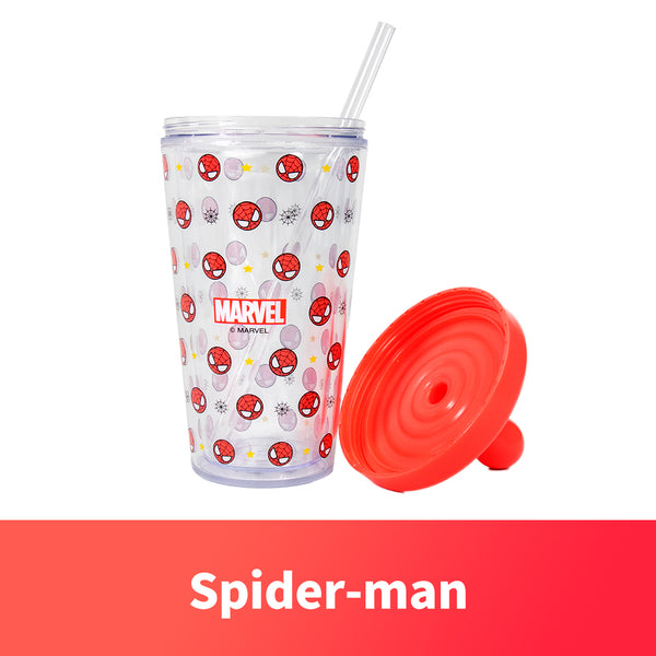 MINISO Botol Plastik Portabel Dengan Jerami Water Bottle, 420Ml