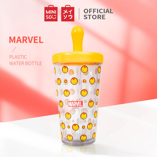 MINISO Botol Plastik Portabel Dengan Jerami Water Bottle, 420Ml