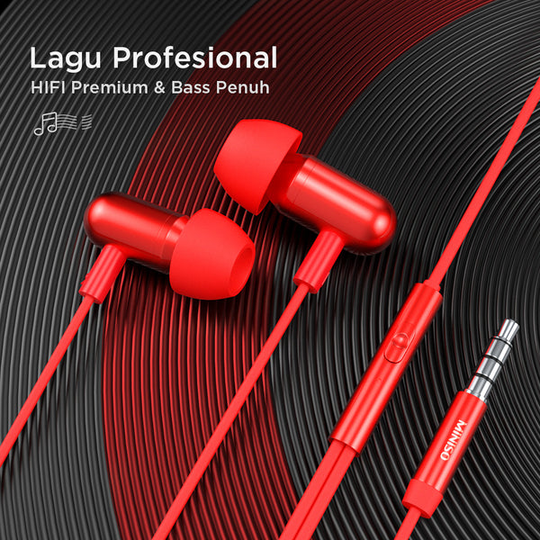 MINISO Earphone Kabel Noise Cancelling  Masuk-Telinga Kapsul: GE-12