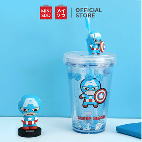 MINISO Marvel Botol Air Portable Dengan Sedotan Water Bottle 320Ml