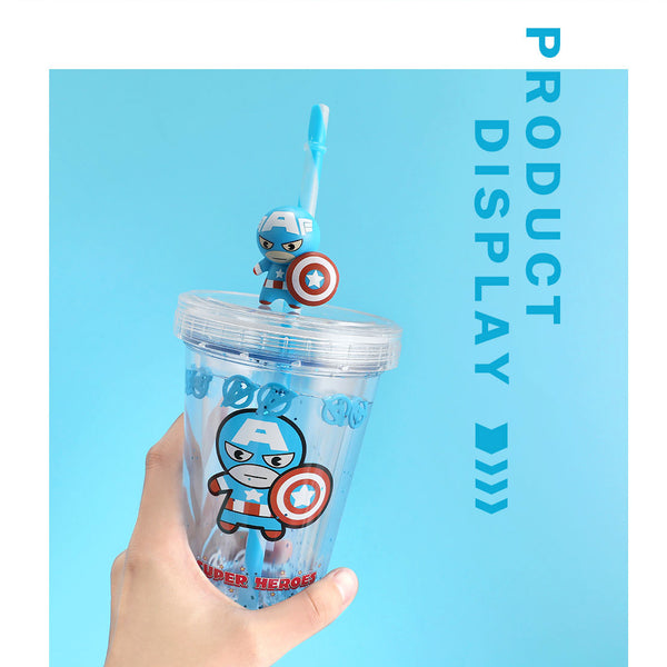 MINISO Marvel Botol Air Portable Dengan Sedotan Water Bottle 320Ml
