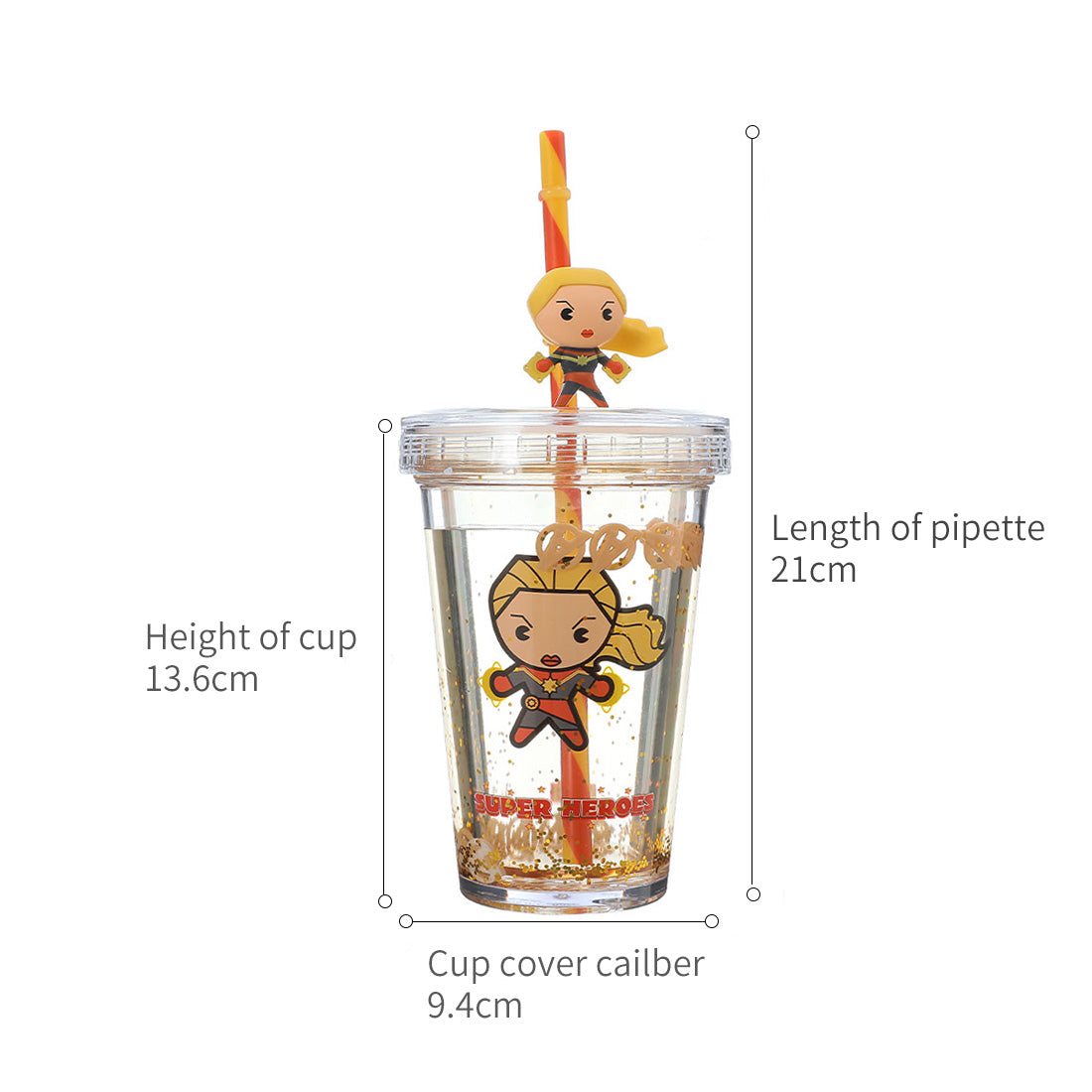 MINISO X MARVEL Tumbler dengan Tutup dan Botol Air Sedotan 320ml
