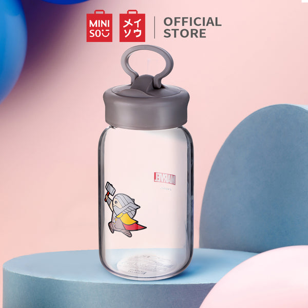 MINISO X MARVEL Botol Air Kaca dengan Tutup 450ml