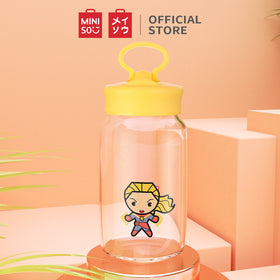 MINISO X MARVEL Botol Air Kaca dengan Tutup 450ml