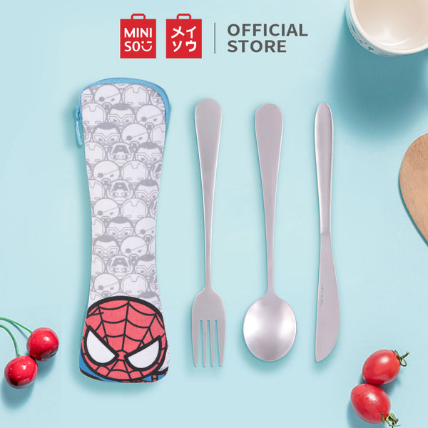 MINISO X MARVEL Cutlery set sendok dan garpu set Spider man/ Iron Man/ Hulk/ Thor