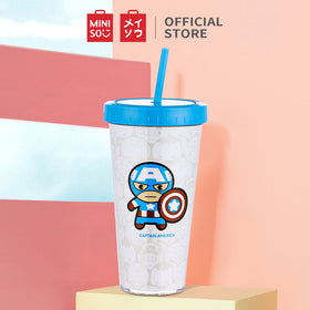 MINISO Marvel Botol Minum Tumbler Tempat Air Minum Sedotan Straw 420ml Gelas Water Bottle Tumbler Tumblr Wadah Penyimpanan Anak Perempuan Laki Sekolah Travel Sport Olahraga Plastik Transparan Lucu Karakter Motif Kartun Premium Portable Ringan