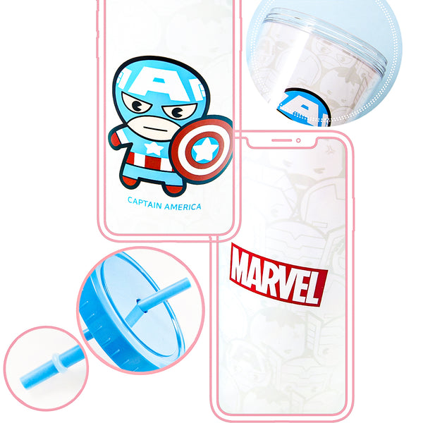 MINISO Marvel Botol Minum Tumbler Tempat Air Minum Sedotan Straw 420ml Gelas Water Bottle Tumbler Tumblr Wadah Penyimpanan Anak Perempuan Laki Sekolah Travel Sport Olahraga Plastik Transparan Lucu Karakter Motif Kartun Premium Portable Ringan