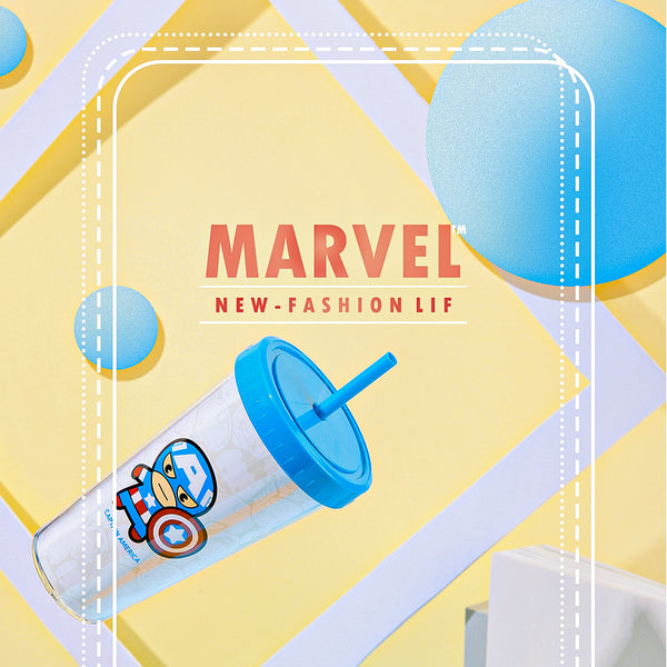 MINISO Marvel Botol Minum Tumbler Tempat Air Minum Sedotan Straw 420ml Gelas Water Bottle Tumbler Tumblr Wadah Penyimpanan Anak Perempuan Laki Sekolah Travel Sport Olahraga Plastik Transparan Lucu Karakter Motif Kartun Premium Portable Ringan