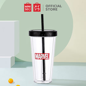 MINISO Marvel Botol Minum Tumbler Tempat Air Minum Sedotan Straw 420ml Gelas Water Bottle Tumbler Tumblr Wadah Penyimpanan Anak Perempuan Laki Sekolah Travel Sport Olahraga Plastik Transparan Lucu Karakter Motif Kartun Premium Portable Ringan Huruf