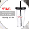 MINISO Marvel Botol Minum Tumbler Tempat Air Minum Sedotan Straw 420ml Gelas Water Bottle Tumbler Tumblr Wadah Penyimpanan Anak Perempuan Laki Sekolah Travel Sport Olahraga Plastik Transparan Lucu Karakter Motif Kartun Premium Portable Ringan Huruf