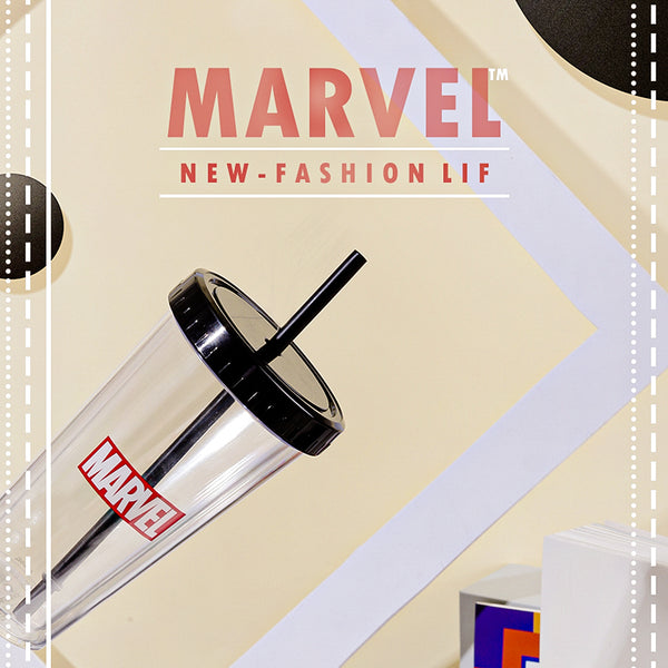 MINISO Marvel Botol Minum Tumbler Tempat Air Minum Sedotan Straw 420ml Gelas Water Bottle Tumbler Tumblr Wadah Penyimpanan Anak Perempuan Laki Sekolah Travel Sport Olahraga Plastik Transparan Lucu Karakter Motif Kartun Premium Portable Ringan Huruf