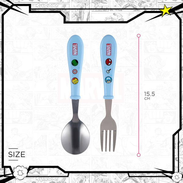 MINISO Marvel Set Sendok Garpu 2 Pcs Traveling Travel Peralatan Makan Tableware Portable Alat Stainless Alat Makan Set Cutlery Stainless Anak Dewasa Fork Spoon Dapur Warna-warni Lucu Berkualitas High Quality Premium