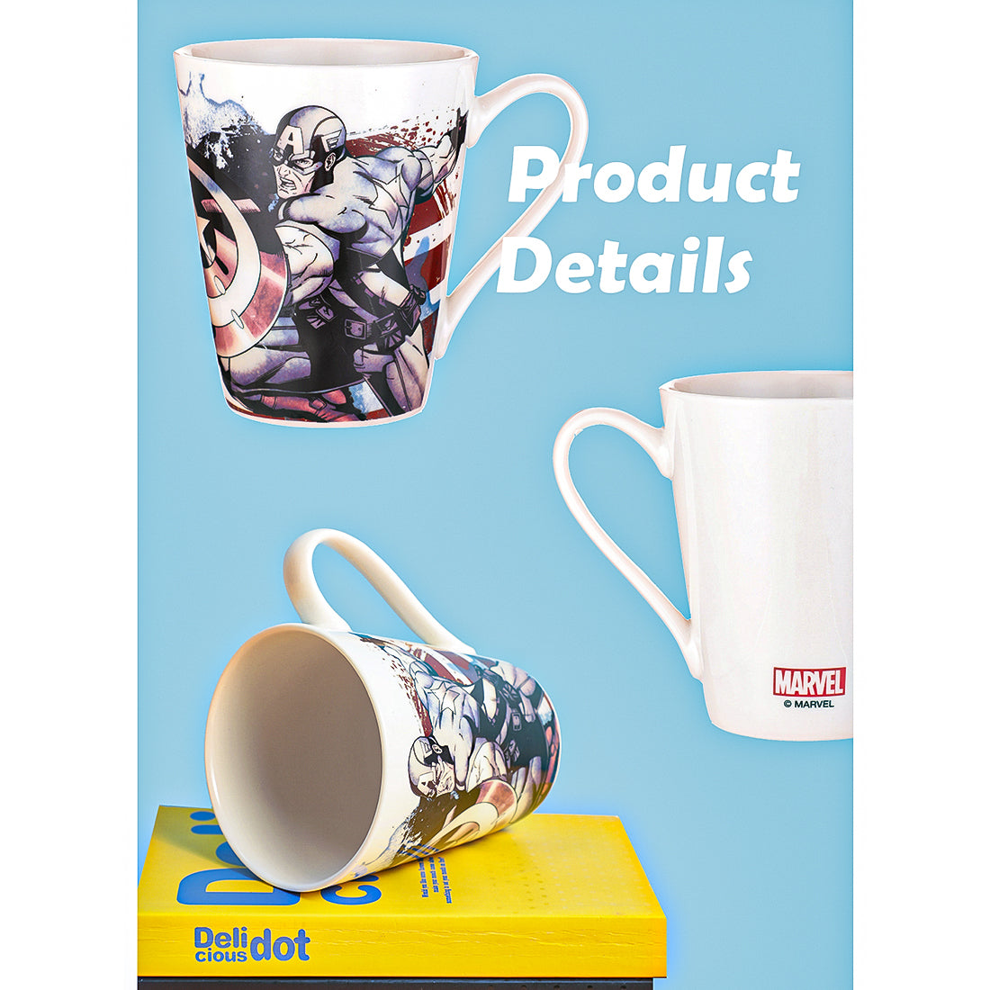 MINISO X MARVEL Mug Keramik Cangkir Kopi Cangkir Teh Panas dengan Pegangan 346ml