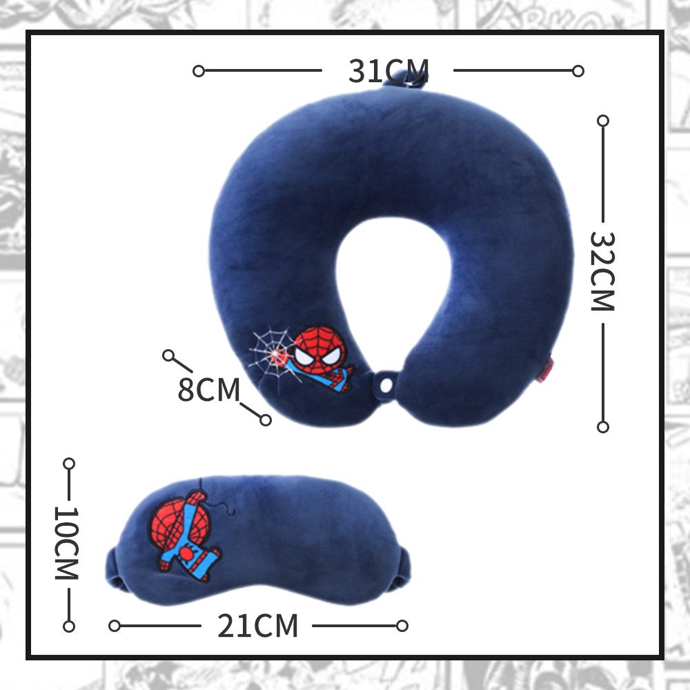 MINISO MARVEL Bantal Leher + Penutup Mata, Travel Pesawat U-shaped Neck Pillow + Eye Mask, Bantal Leher Bantal Kepala Spider man / Iron Man / Hulk / Captain America / Thor / Captain Marvel