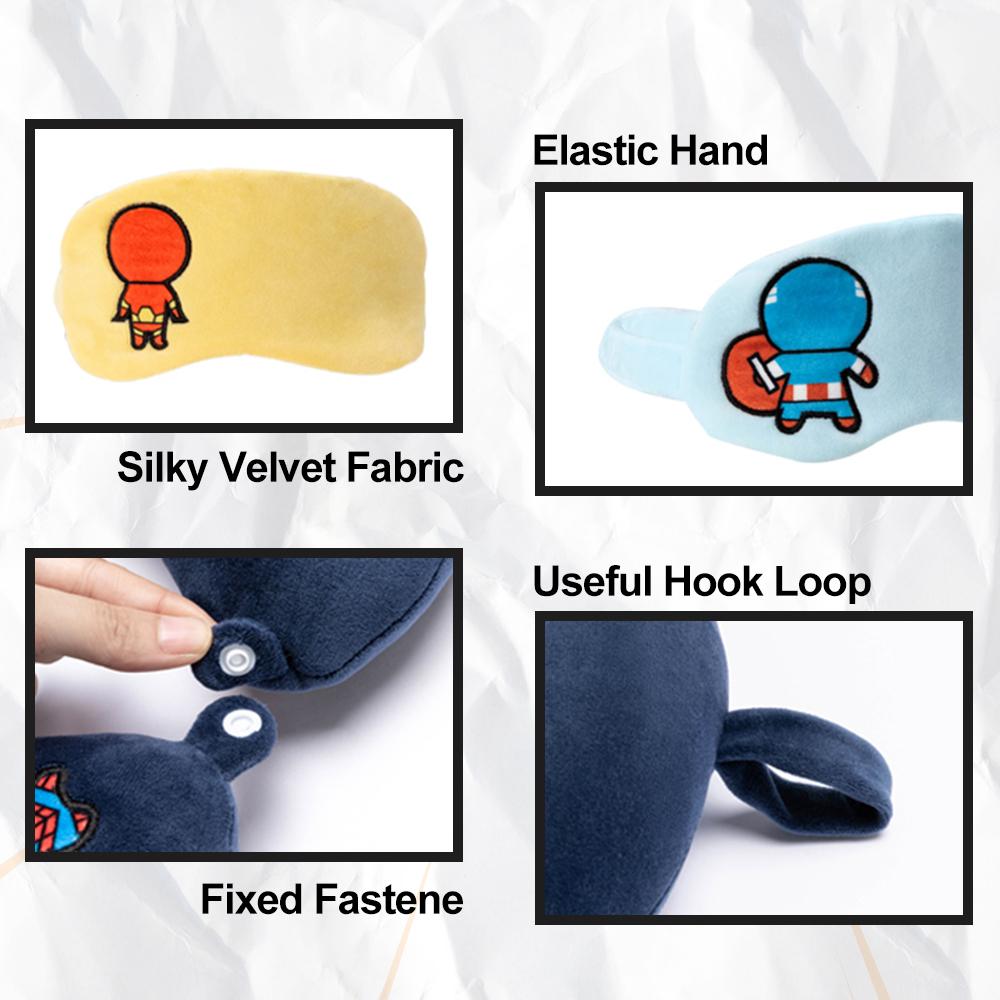 MINISO MARVEL Bantal Leher + Penutup Mata, Travel Pesawat U-shaped Neck Pillow + Eye Mask, Bantal Leher Bantal Kepala Spider man / Iron Man / Hulk / Captain America / Thor / Captain Marvel