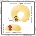 MINISO MARVEL Bantal Leher + Penutup Mata, Travel Pesawat U-shaped Neck Pillow + Eye Mask, Bantal Leher Bantal Kepala Spider man / Iron Man / Hulk / Captain America / Thor / Captain Marvel