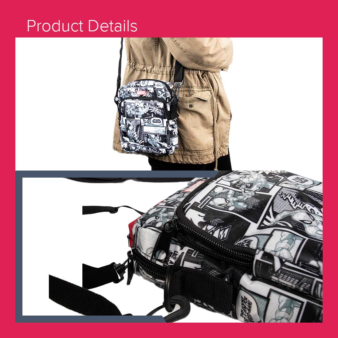 MINISO Marvel Tas Selempang Vertikal Crossbody Shoulder Bag