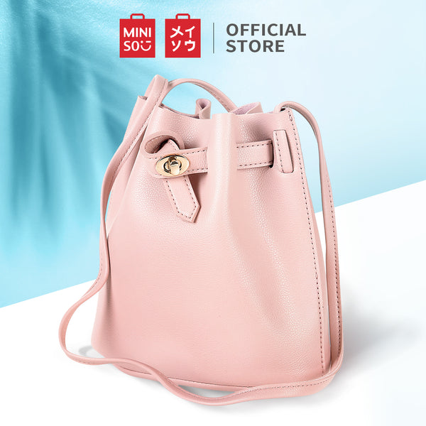 MINISO Tas Selempang Wanita Sling Bag Bucket Bag Ember Metalic Elegan