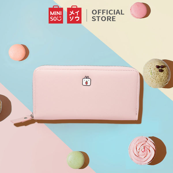 MINISO Dompet Wanita Panjang Wallet Simple Motif Elegant Metal Lucu