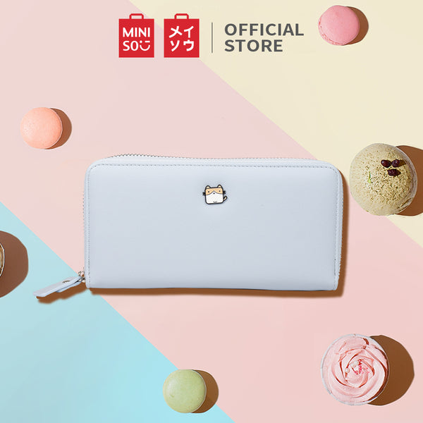 MINISO Dompet Wanita Panjang Wallet Simple Motif Elegant Metal Lucu