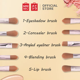 MINISO Kit Kuas Makeup Brush Spons Kosmetik 5 Pcs Set Blush Mini