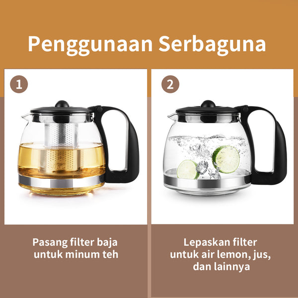 MINISO Set Teh Sederhana 5pcs/set Teh Ketel Kaca Teapot dengan 4pcs Gelas Praktis