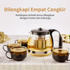 MINISO Set Teh Sederhana 5pcs/set Teh Ketel Kaca Teapot dengan 4pcs Gelas Praktis