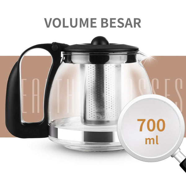MINISO Set Teh Sederhana 5pcs/set Teh Ketel Kaca Teapot dengan 4pcs Gelas Praktis