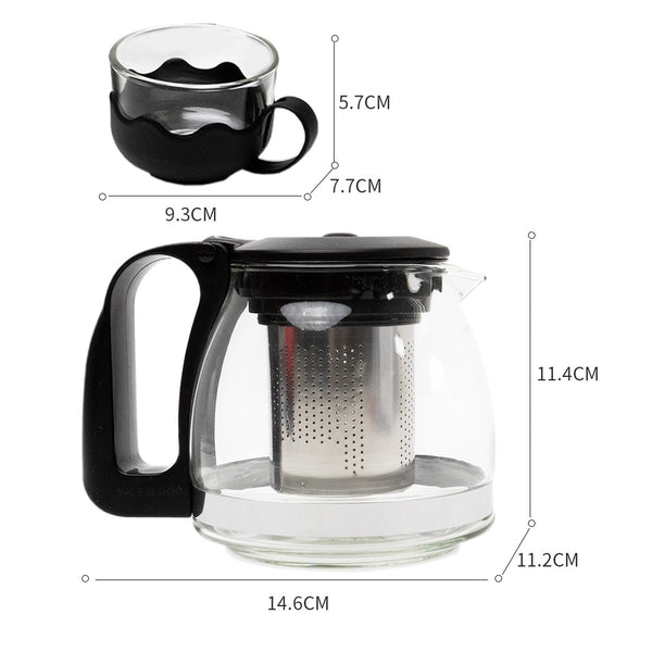 MINISO Set Teh Sederhana 5pcs/set Teh Ketel Kaca Teapot dengan 4pcs Gelas Praktis