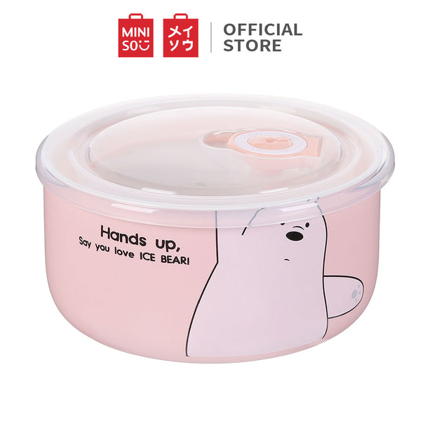 MINISO We Bare Bears Mangkuk Kotak Makan Keramik Penyimpan Wadah Bowl 450ml