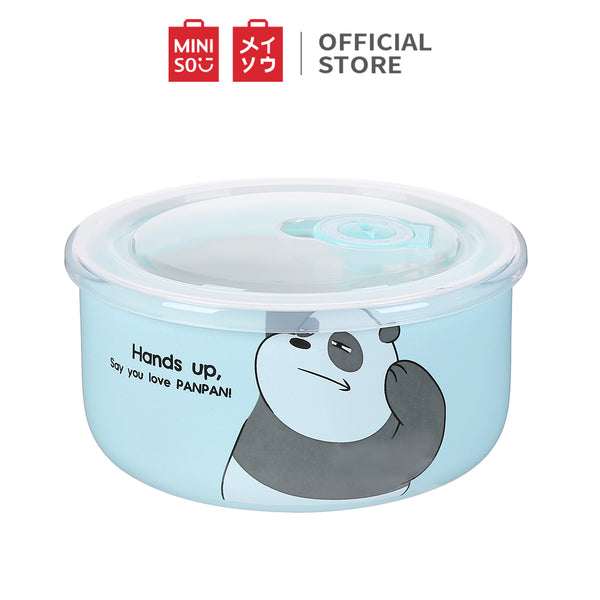 MINISO We Bare Bears Mangkuk Kotak Makan Keramik Penyimpan Wadah Bowl 450ml