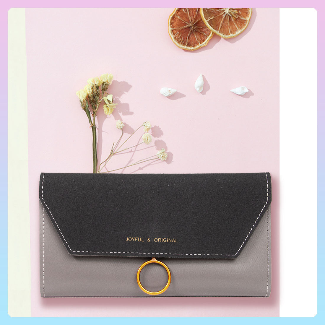 MINISO Dompet Wanita Panjang Wallet Simple Vintage Elegant Metal Logam