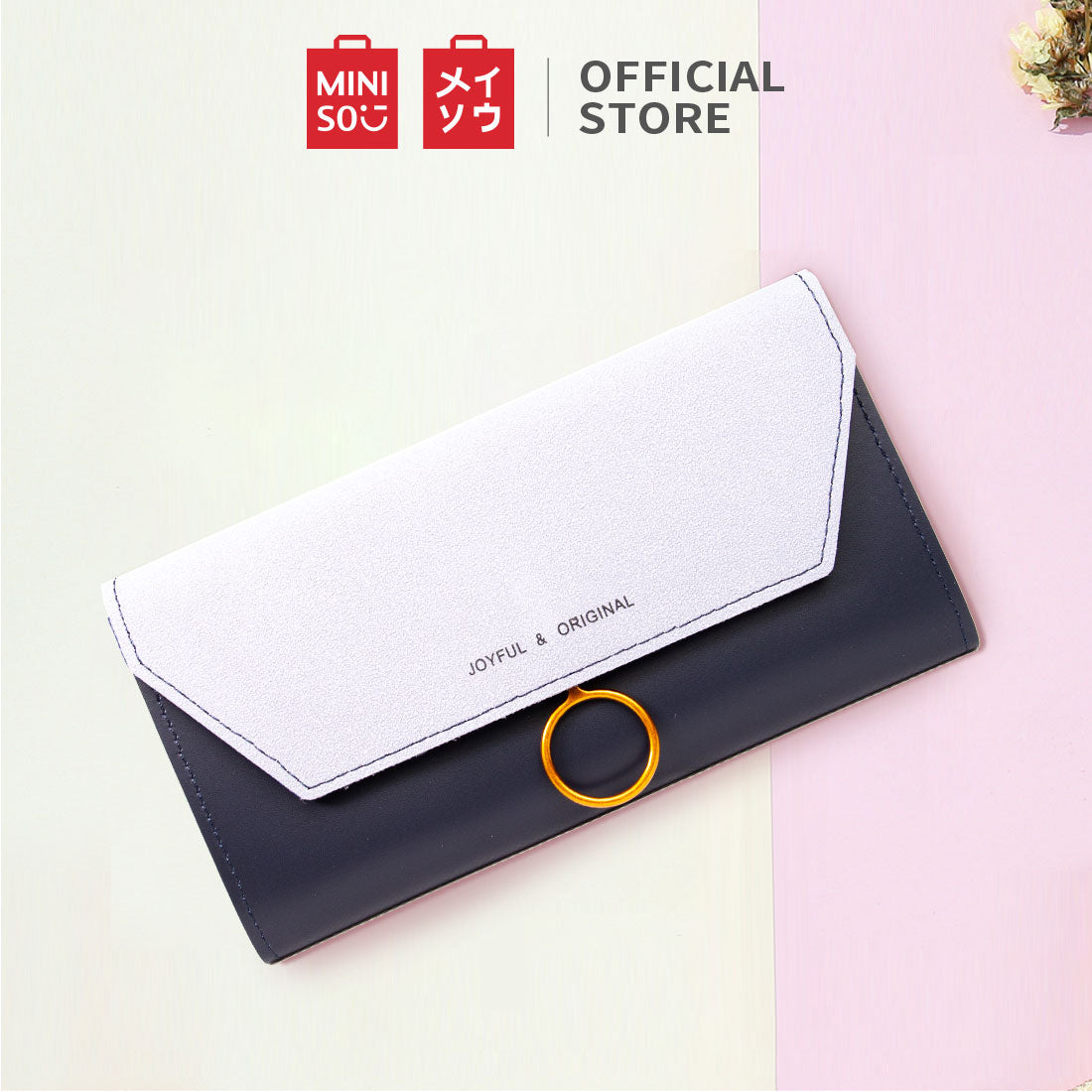 MINISO Dompet Wanita Panjang Wallet Simple Vintage Elegant Metal Logam
