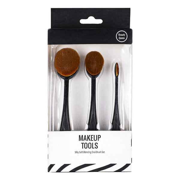 MINISO Kit Kuas Makeup Brush Spons Kosmetik 3 Pcs Set Blush Foundation