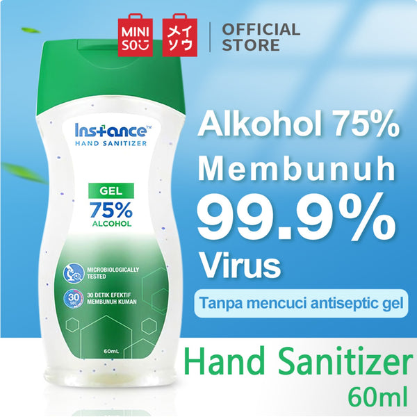 MINISO Hand Sanitizer Gel Alkohol 75% Antiseptic Gel Hand Wash Pembersih Tangan Instance Portable Handsanitizer 60ml