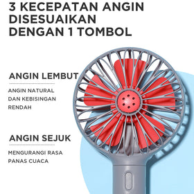 MINISO Kipas Angin USB Praktis yang Dapat Disesuaikan, Dapat Diisi Ulang dengan Sedikit Baling-Baling, Ringan, Tampilan Fashion, Baterai Isi Ulang