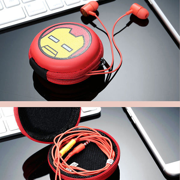 MINISO Marvel Earphone In Ear / Earbud / Headset / Headphone Hp Lucu Kabel Gaming Android Warna Stereo Noise Cancelling With Mic Mikrofon Jawab Akhiri Panggilan Bass Dengan Tempat Tas Earphone