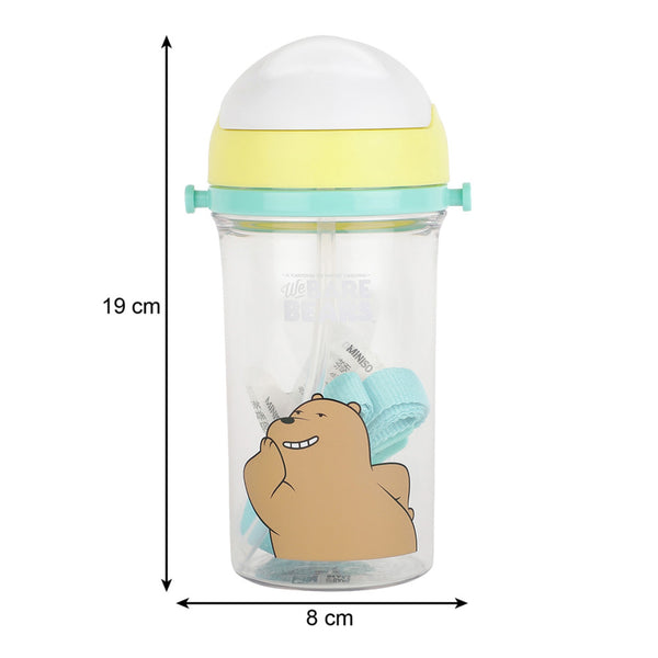 MINISO Botol Minum Air Plastik Sedotan We Bare Bears Lucu Anak 400ml