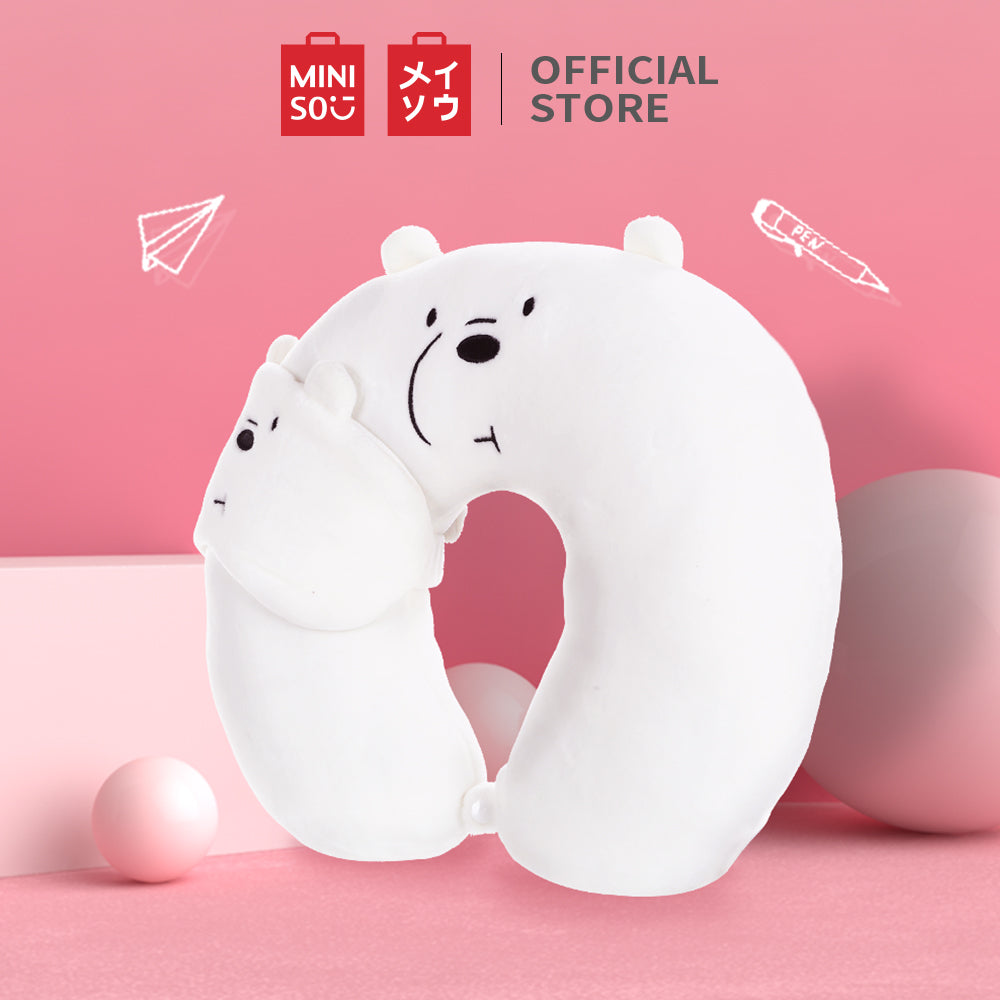 MINISO We Bare Bears Bantal Leher Tidur Bantal Sandar Kepala Bentuk V Travel Neck Pillow